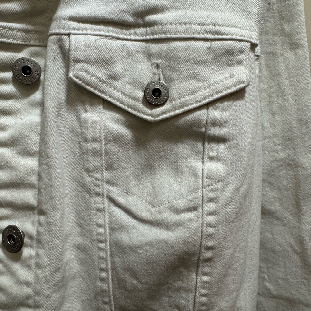 Style & Co. Cream White Denim Jacket - Picture 3 of 8